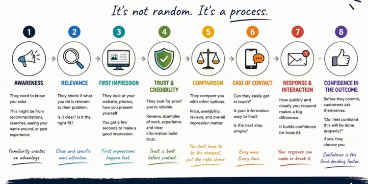How customers decide who to use process infographic for small businesses