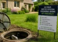 • Open septic tank showing potential maintenance or upgrade requirement