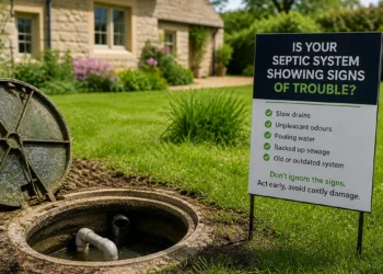 • Open septic tank showing potential maintenance or upgrade requirement