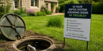 • Open septic tank showing potential maintenance or upgrade requirement