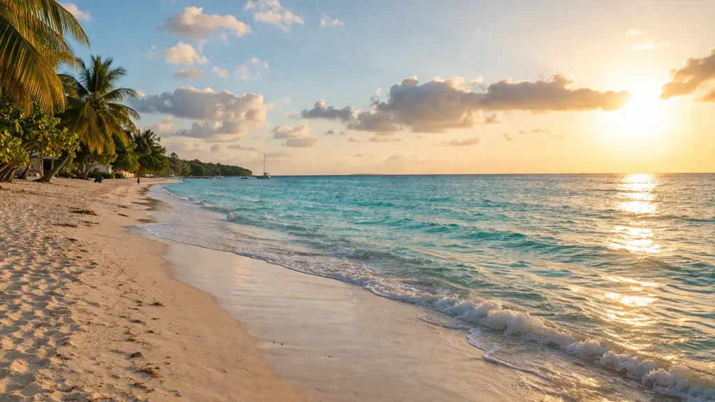 Beautiful tropical beach with clear water and golden sand