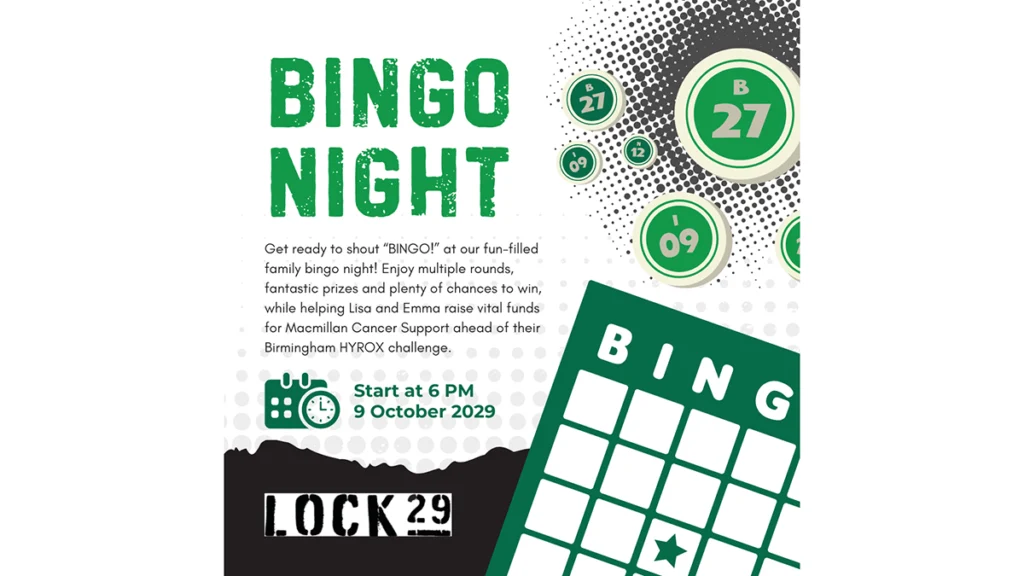 Family Bingo Night at Lock29 in Banbury for Macmillan Cancer Support